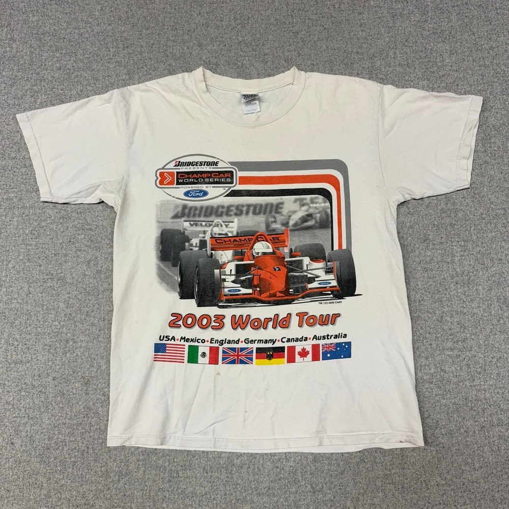 Gildan | Champ Car World Series 2003 World Tour Shirt | Large | White Racing Tee